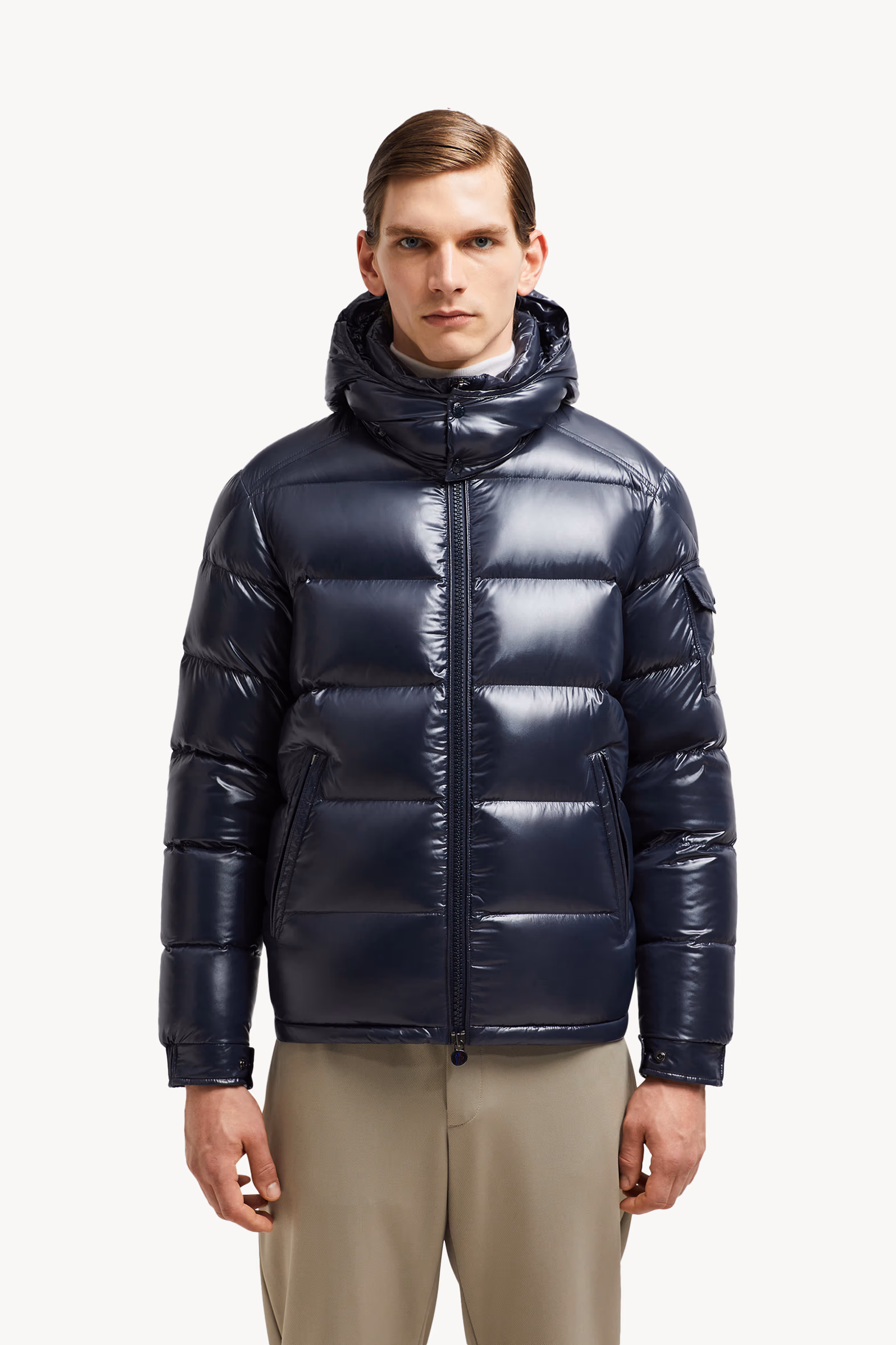 Moncler Maya Hooded Short Down Jacket Men Navy Blue Moncler 3